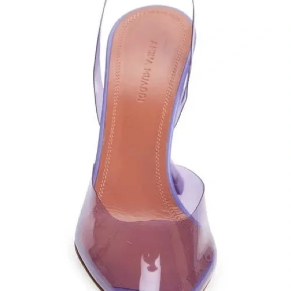 Amina Muaddi Lavender Slingback Heels